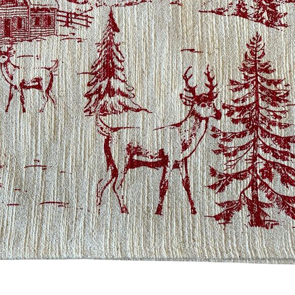 4pc Cynthia Rowley Winter Forest Christmas Placemats 13x19 Holiday Red Sparkle - Picture 7 of 12